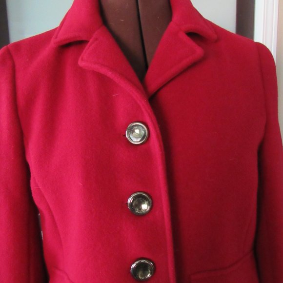 CALVIN KLEIN RED WOOL BLEND COAT SIZE 6 - Picture 3 of 8